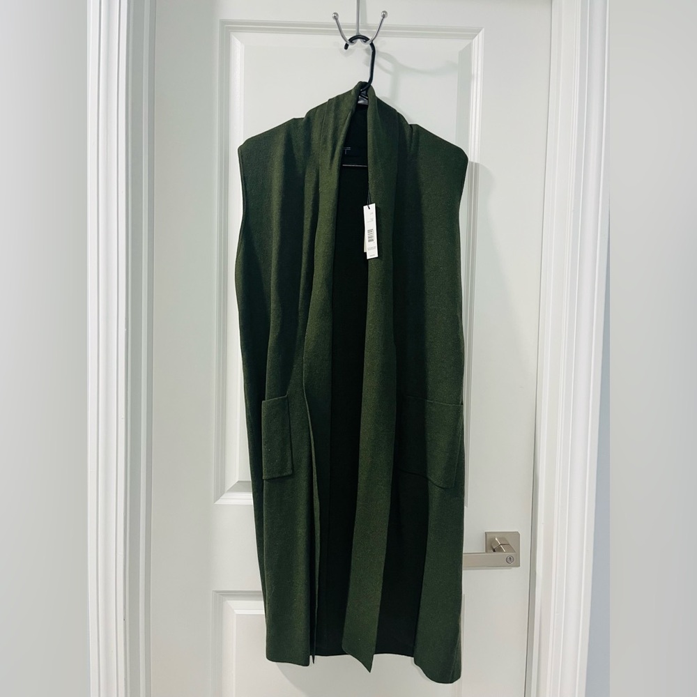 Olive Green Sleeveless Open Front Vest